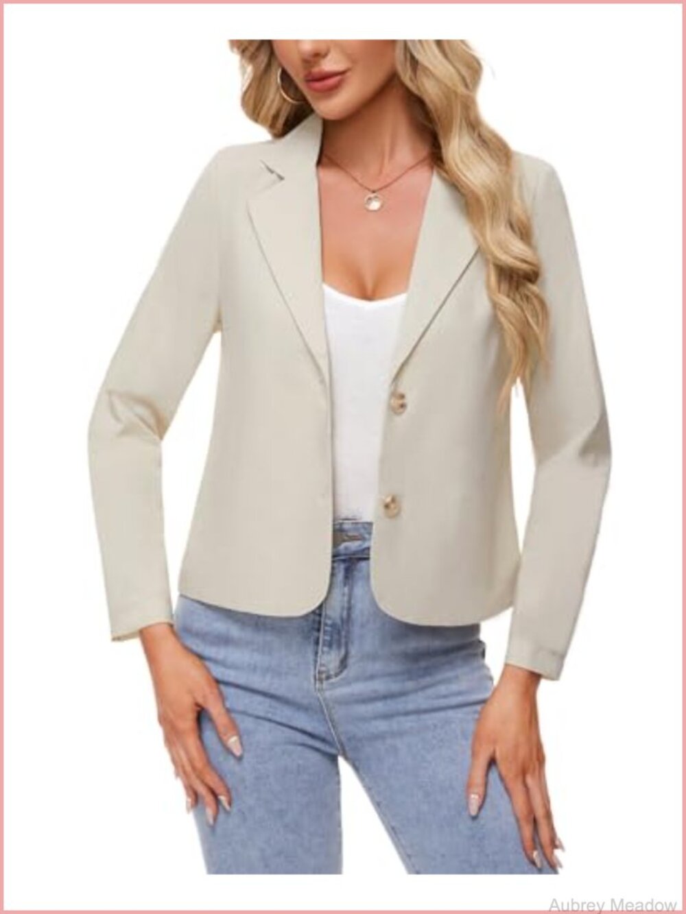 Women's Linen Blazer Long Sleeve Notched Lapel 2-Button Suit Jacket Office